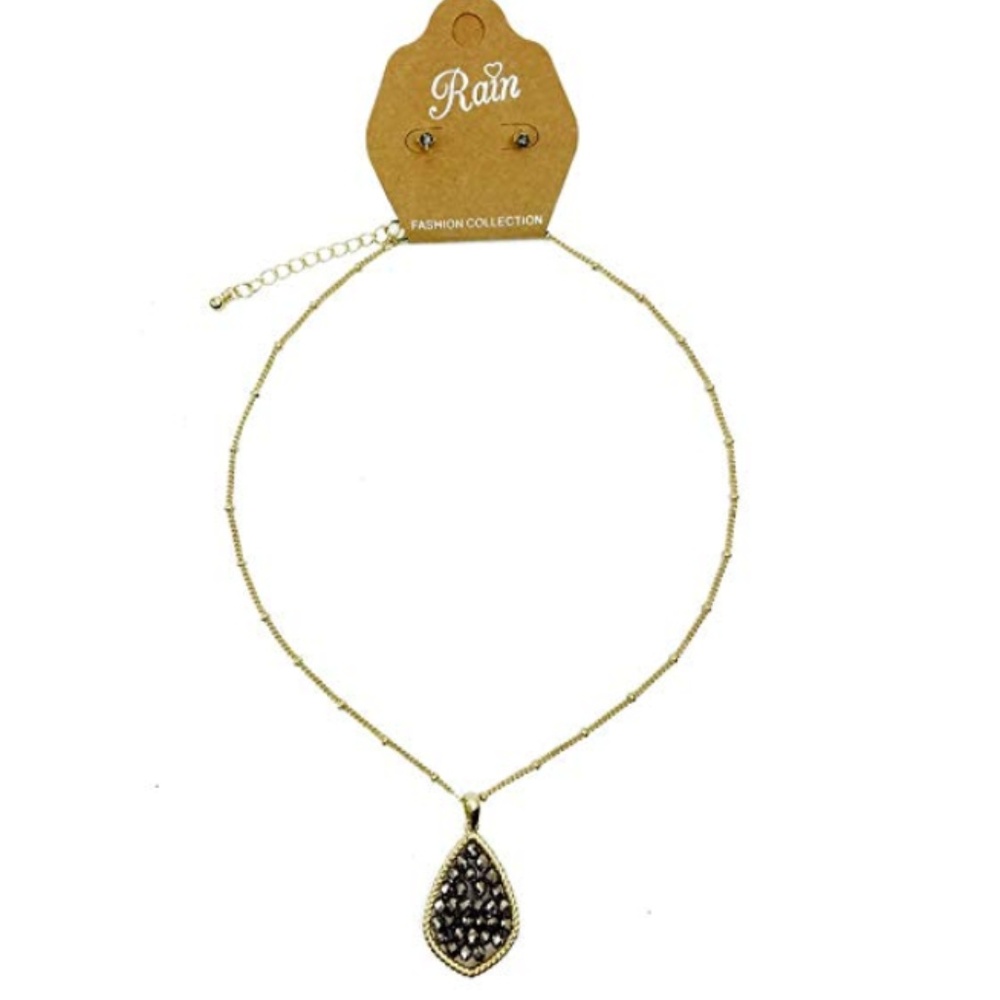 teardrop Pendant Necklace Earrings Set